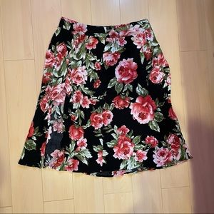 Forever 21 Black floral midi skirt